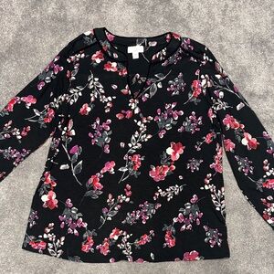 Easy wear J.Jill black floral top. Barely worn.